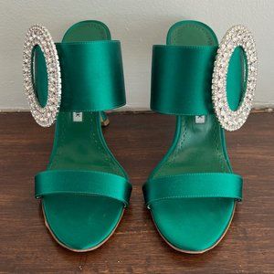 Manolo Blahnik STUNNING Green Heeled Sandals Size 39.5
